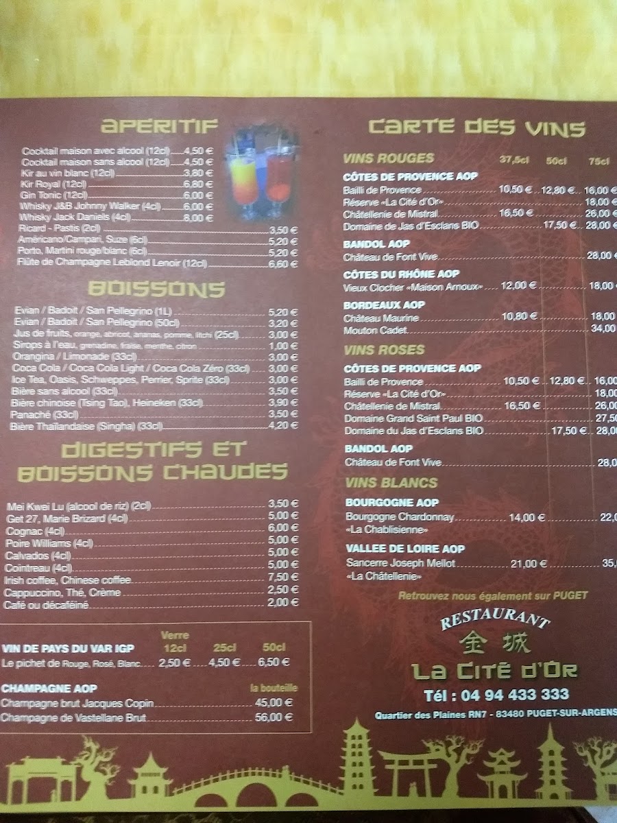 Menu La Cité D'or 168-7