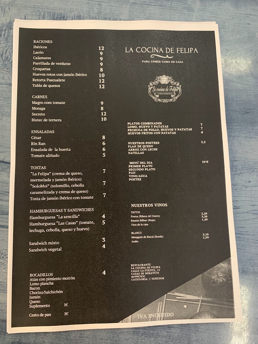 Menu La Cocina De Felipa-8