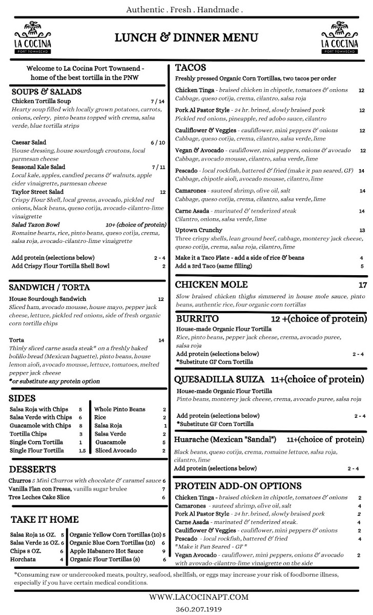 Menu La Cocina Port Townsend-2
