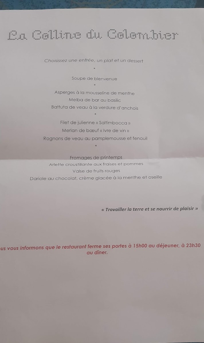 Menu La Colline Du Colombier-2