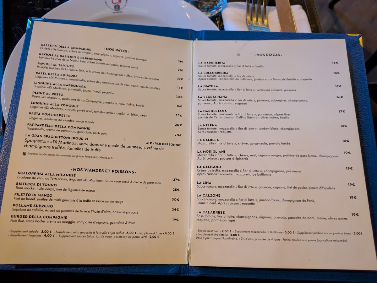 Menu La Compagnie Française-1