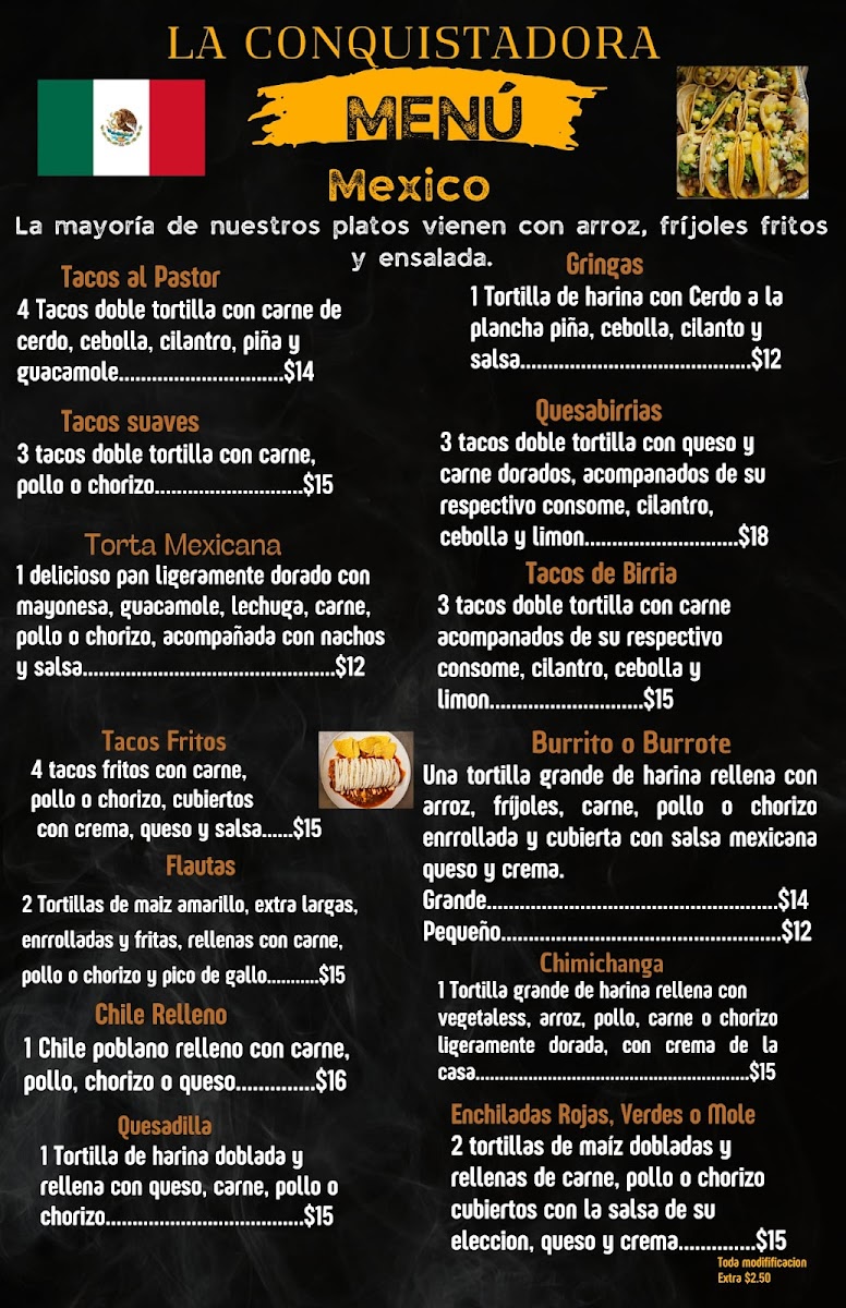 Menu La Conquistadora Mexican Restaurant.-1