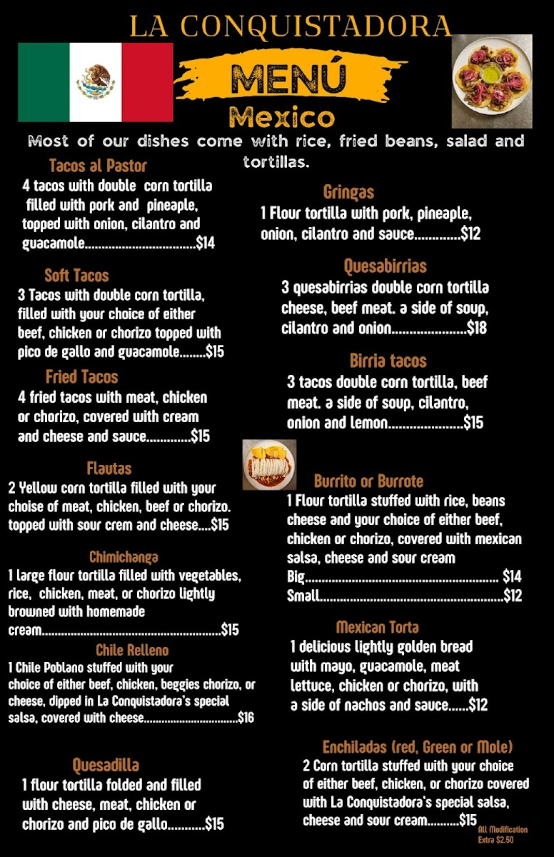 Menu La Conquistadora Mexican Restaurant.-2