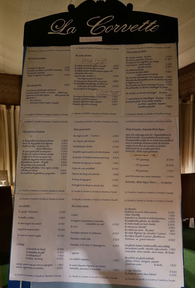 Menu La Corvette, Hann Bel Air-3
