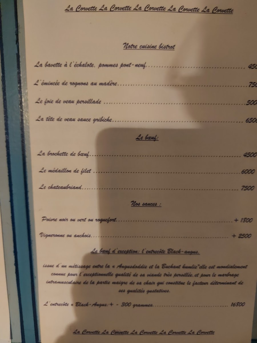 Menu La Corvette, Hann Bel Air-6
