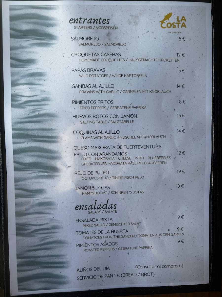 Menu La Costa | Restaurante | Conil-2