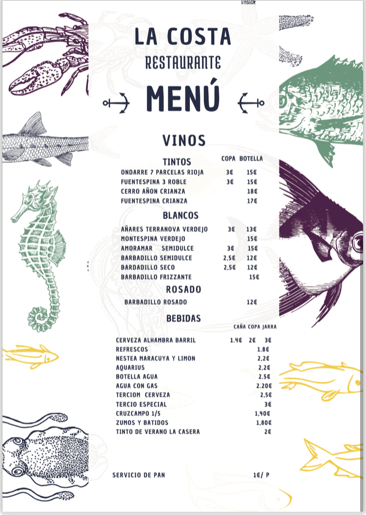 Menu La Costa | Restaurante | Conil-4