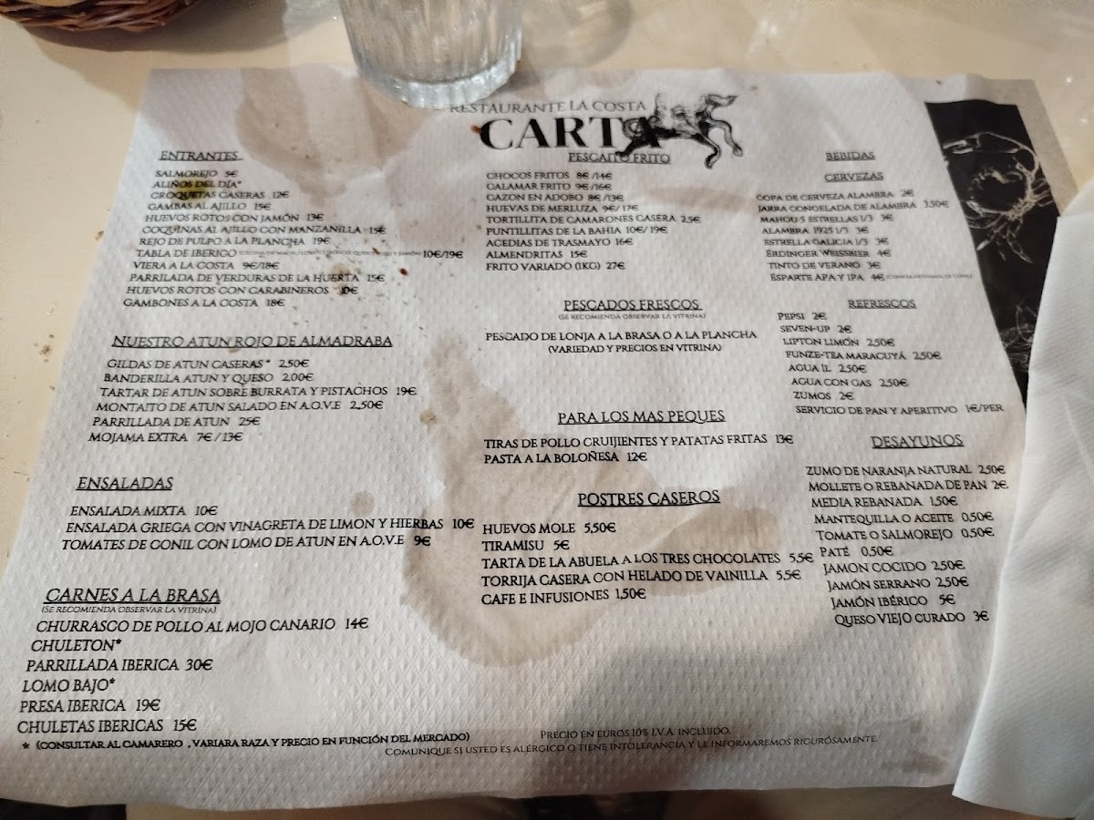Menu La Costa | Restaurante | Conil-9