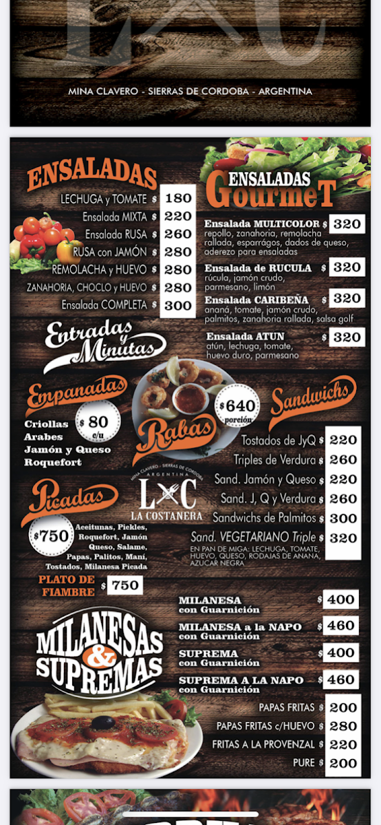 Menu La Costanera Parrilla & Pastas-1