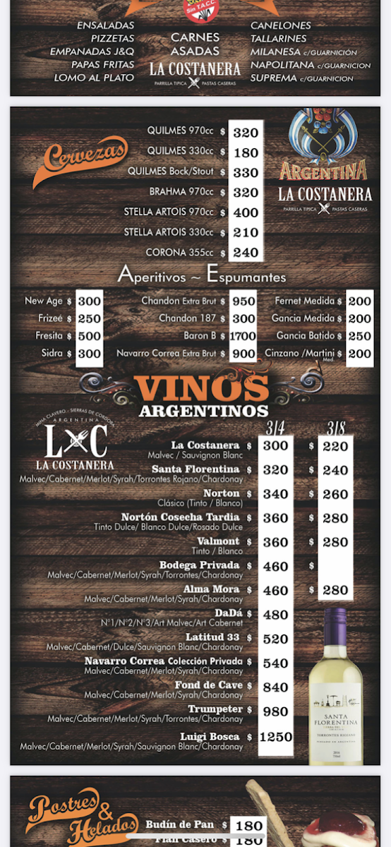 Menu La Costanera Parrilla & Pastas-6
