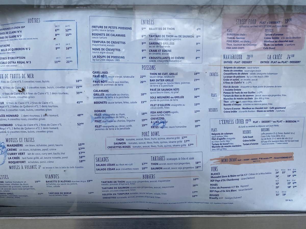Menu La Criée Rosny Sous Bois-1