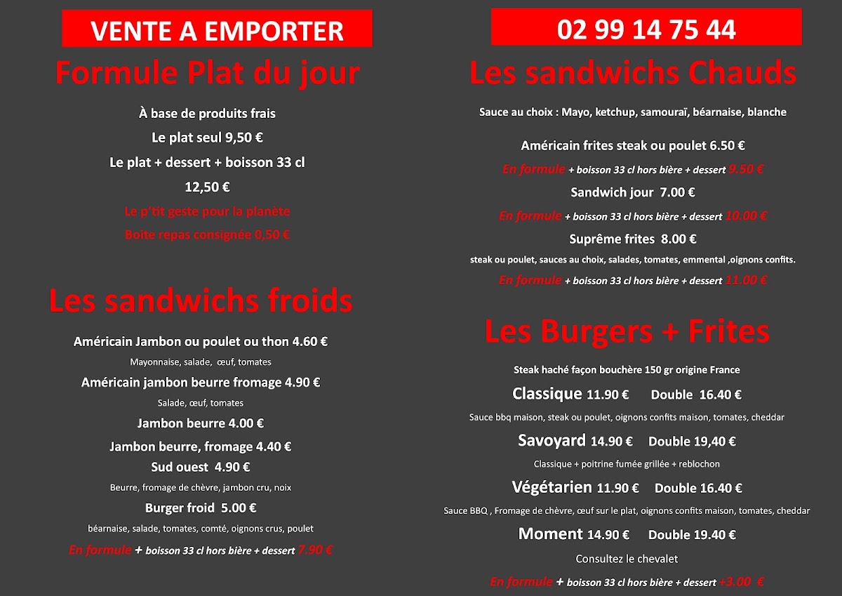 Menu La Détente | Restaurant | Rennes - Vezin-2