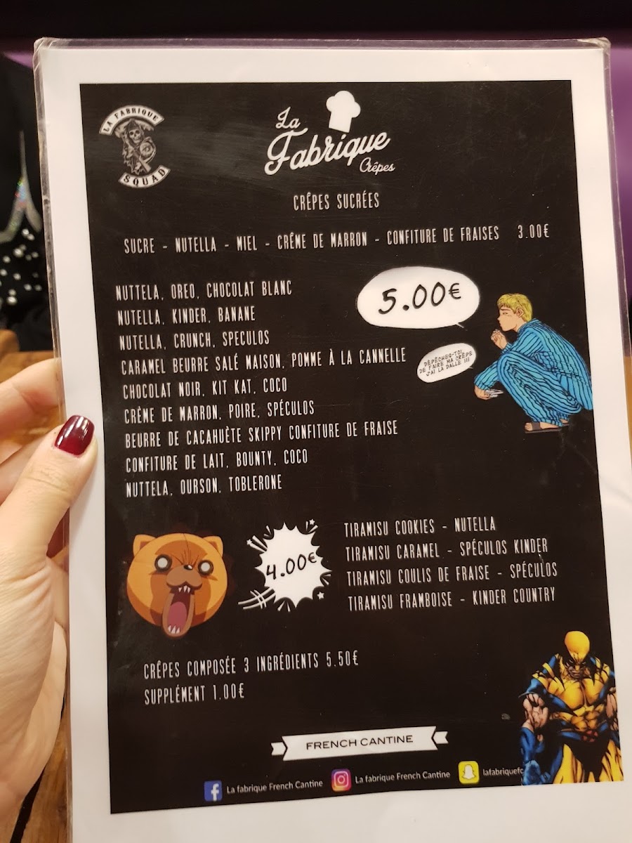 Menu La Fabrique French Cantine Tours-1