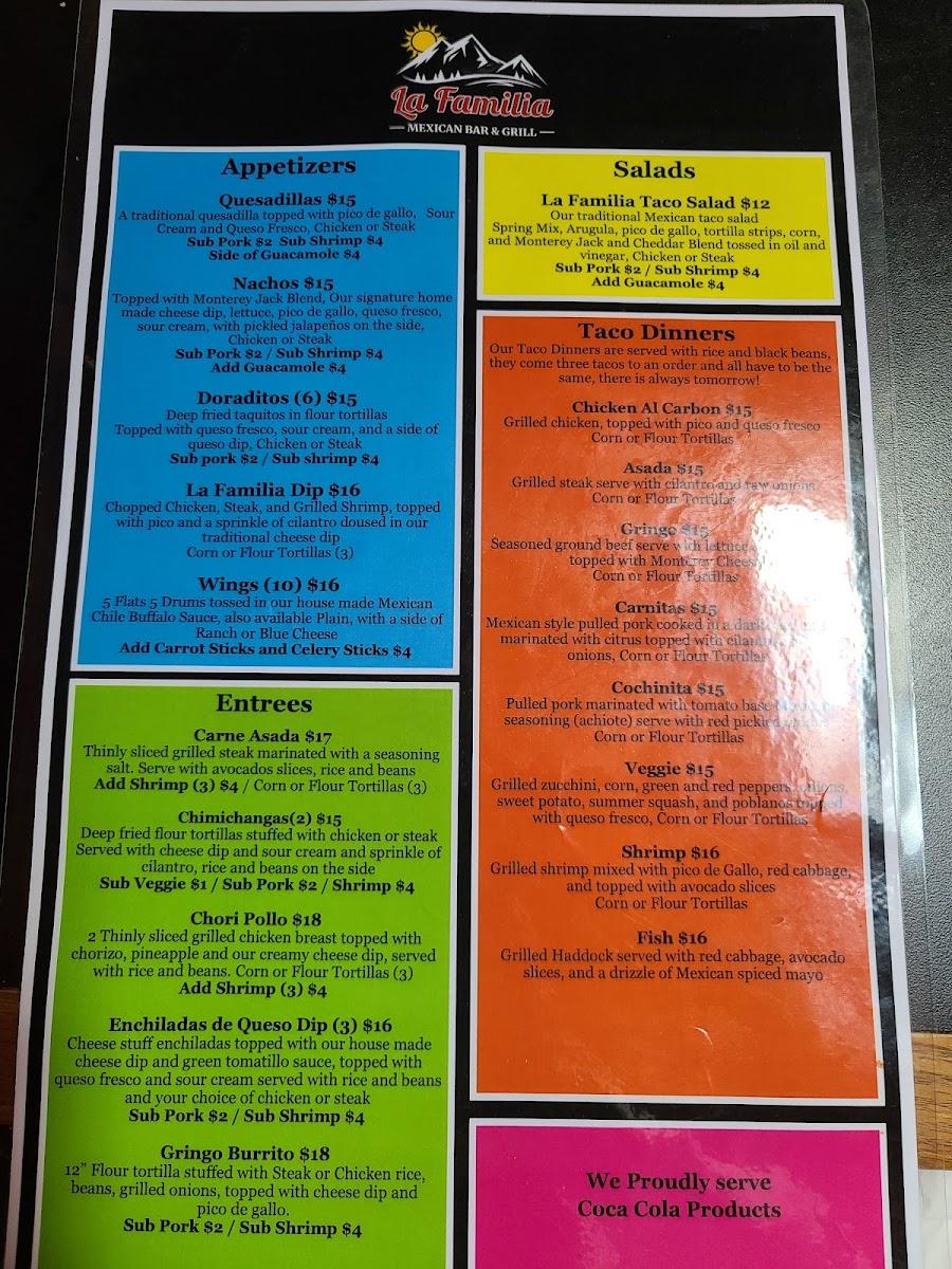 Menu La Familia Mexican Bar And Grill-3