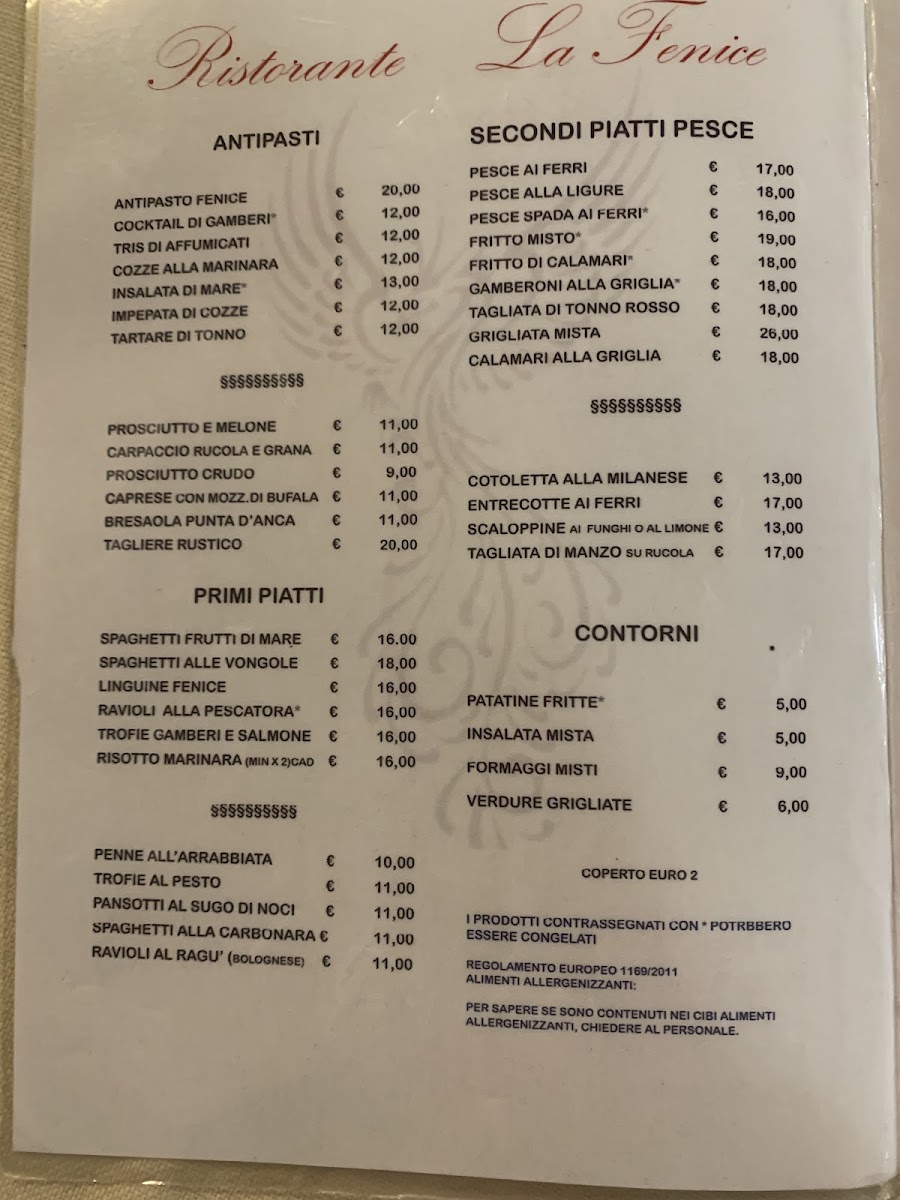 Menu La Fenice Pizzeria Ristorante-2