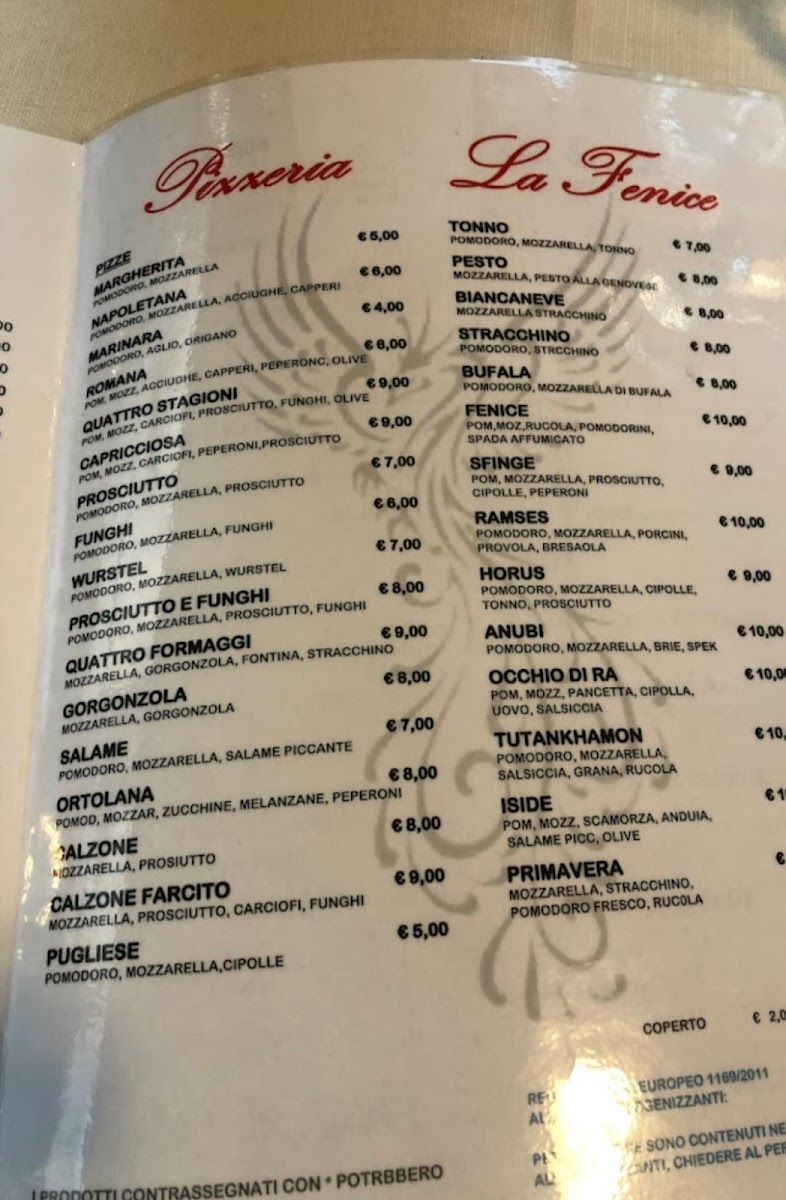 Menu La Fenice Pizzeria Ristorante-8