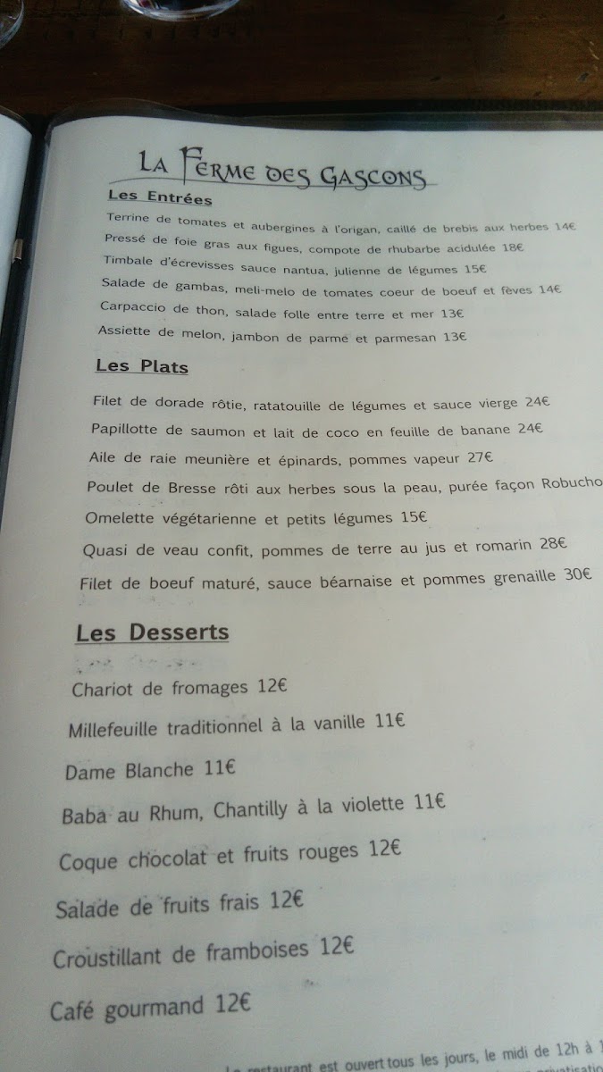 Menu La Ferme Restaurant-1