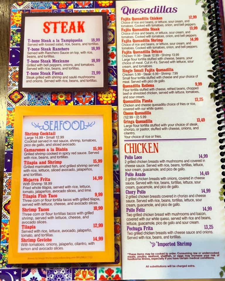 Menu La Fiesta Mexican Grill In Broussard-1