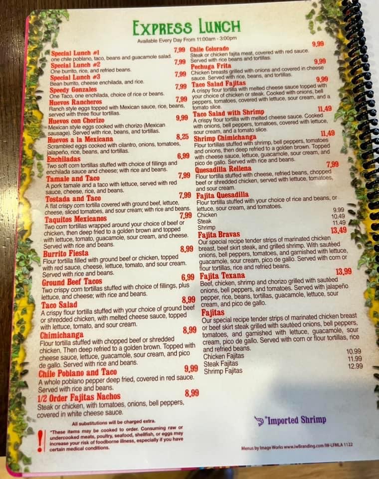 Menu La Fiesta Mexican Grill In Broussard-2