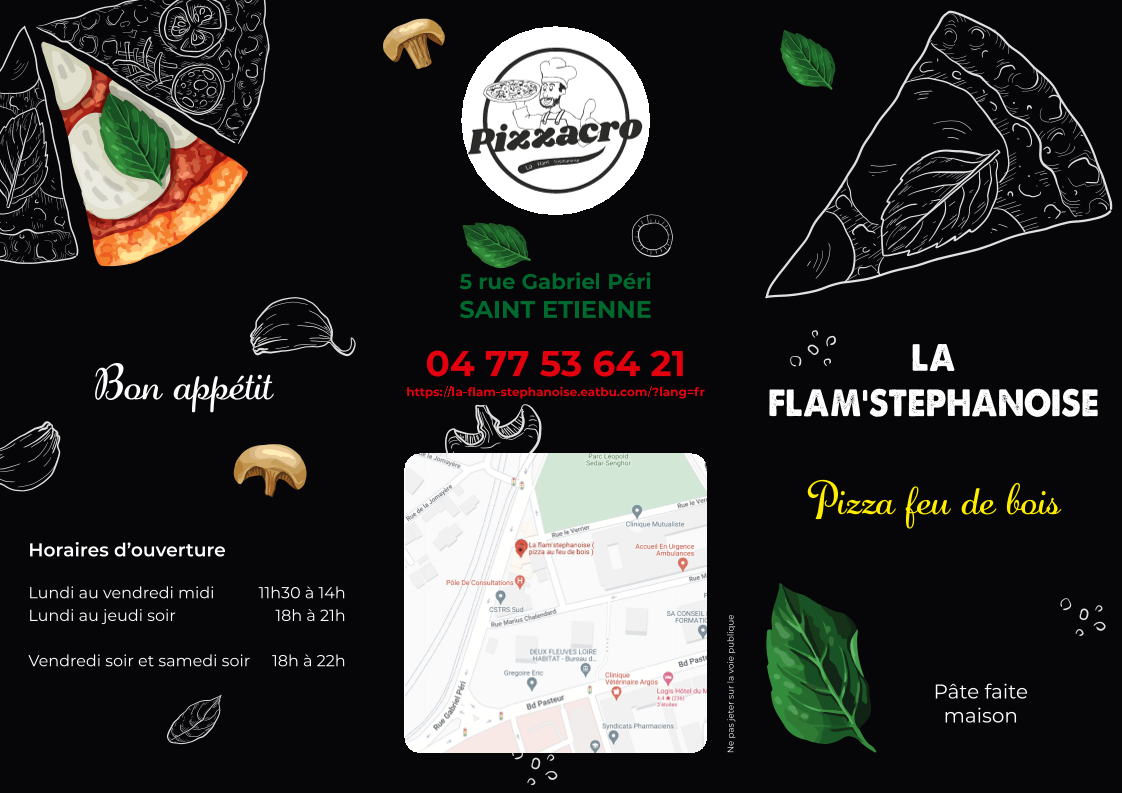 Menu La Flam'stephanoise ( Pizza Au Feu De Bois ) Pizzacro-9