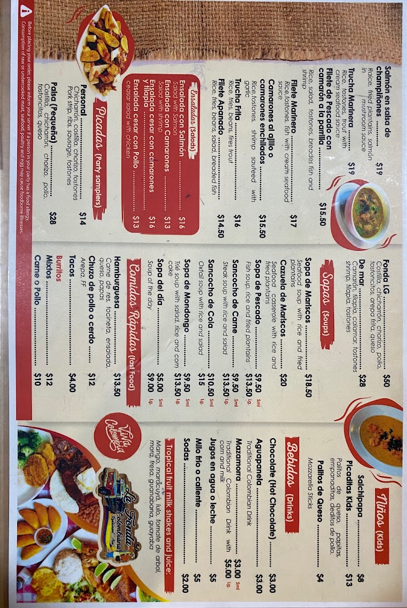 Menu La Fonda Colombiana Restaurante Bar-2
