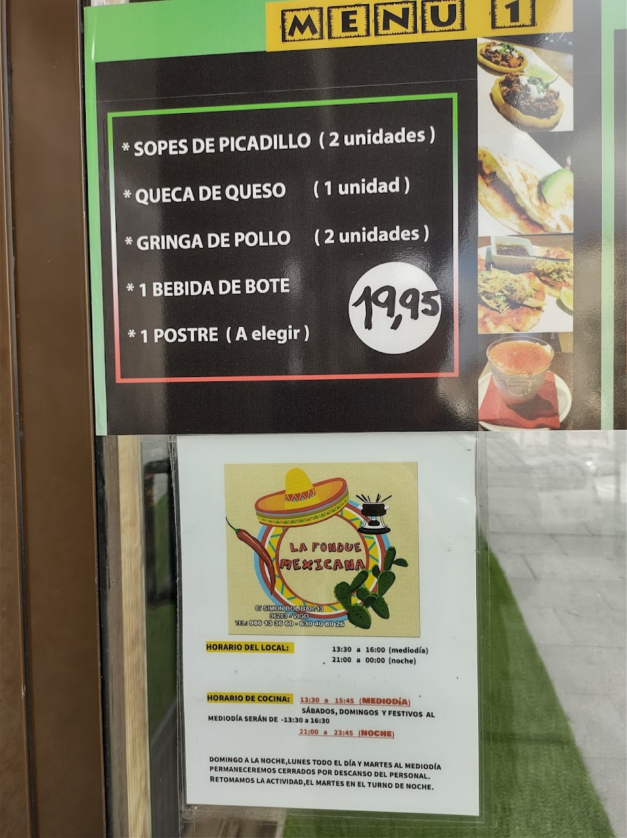 Menu La Fondue Mexicana Simon Bolívar 13-3