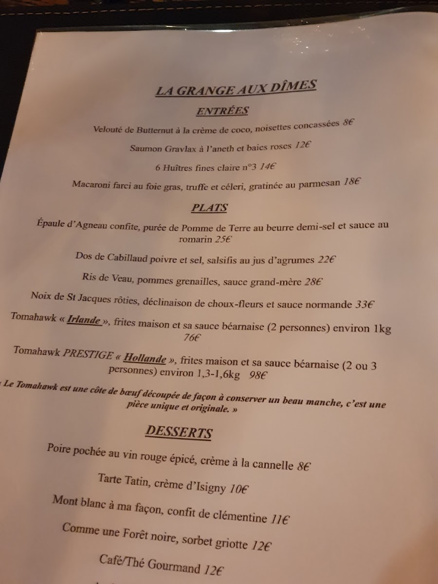 Menu La Grange Aux Dîmes-1