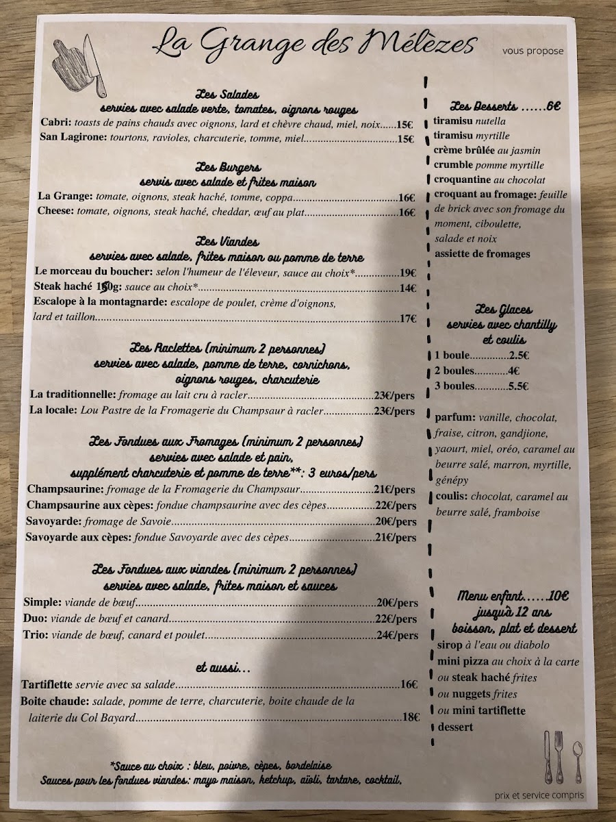 Menu La Grange Des Mélèzes-1
