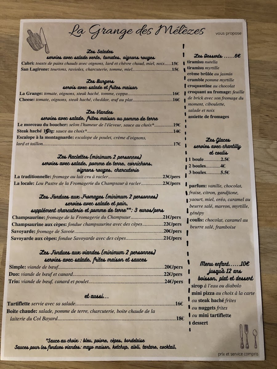 Menu La Grange Des Mélèzes-3