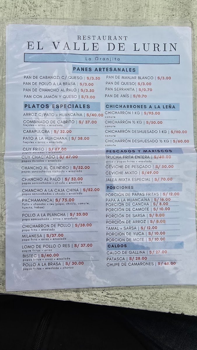 Menu La Granjita Del Valle De Lurín-1