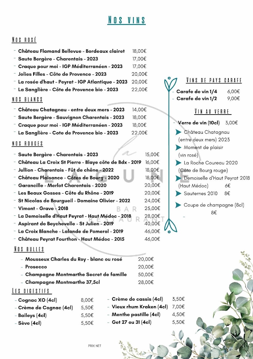 Menu La Lagune - Restaurant De La Base De Loisirs-2