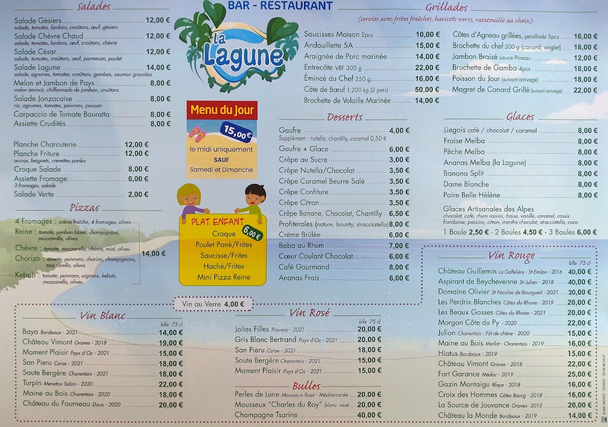 Menu La Lagune - Restaurant De La Base De Loisirs-5