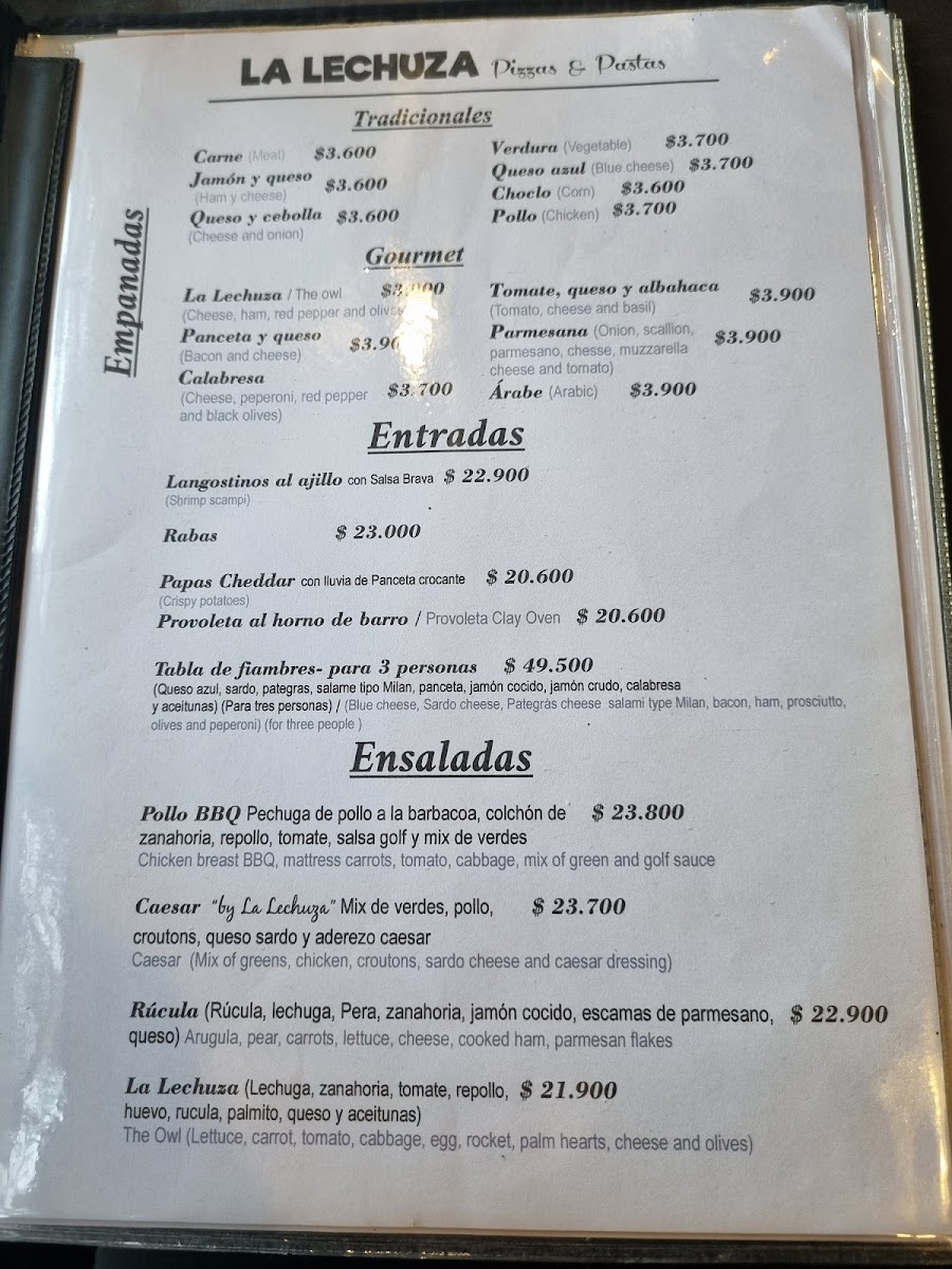 Menu La Lechuza Pizza Y Pastas-2