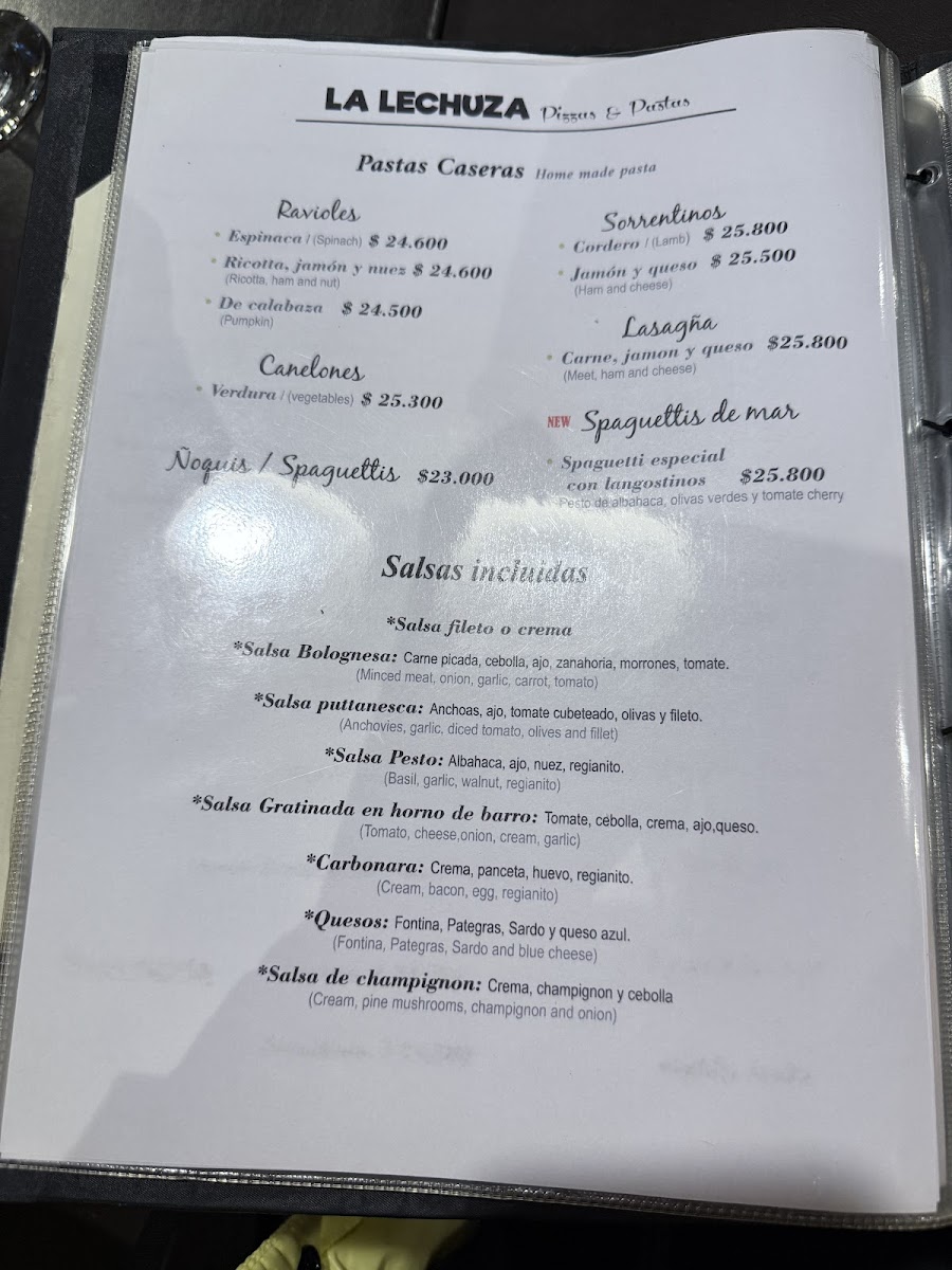 Menu La Lechuza Pizza Y Pastas-6