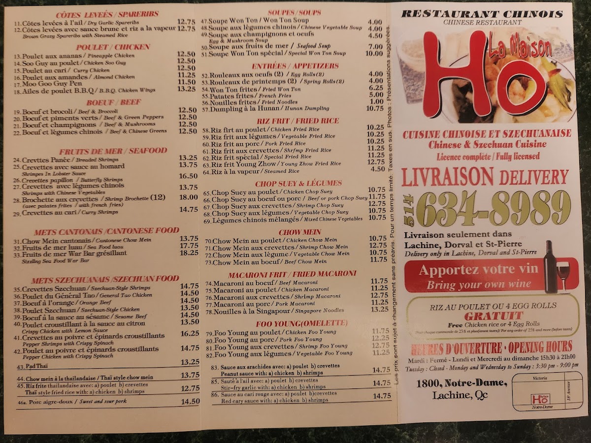 Menu La Maison Ho-1