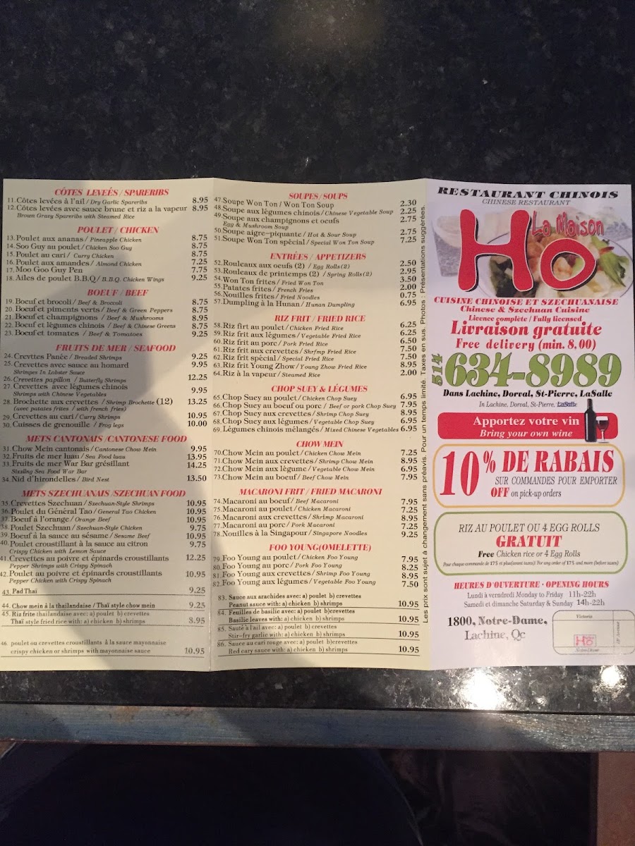 Menu La Maison Ho-9