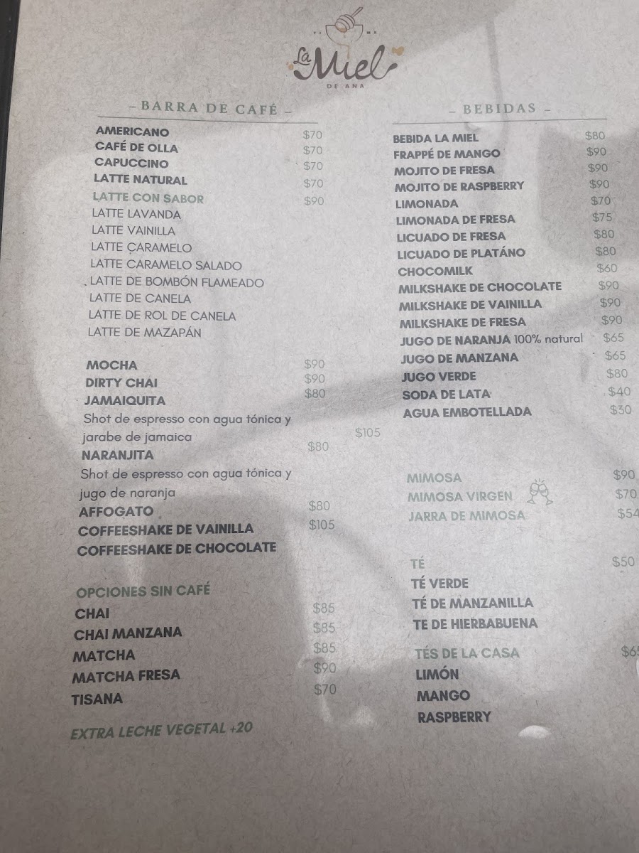 Menu La Miel De Ana Restaurante Sucursal Playas-5