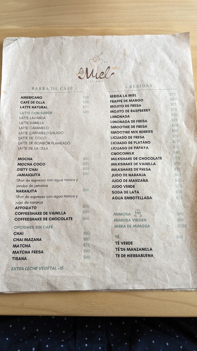 Menu La Miel De Ana Restaurante Sucursal Playas-9