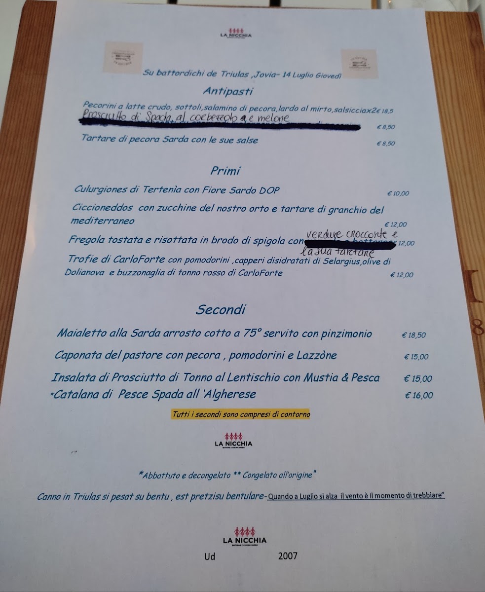 Menu La Nicchia - Ristorante Con Cucina Sarda & Bottega-2