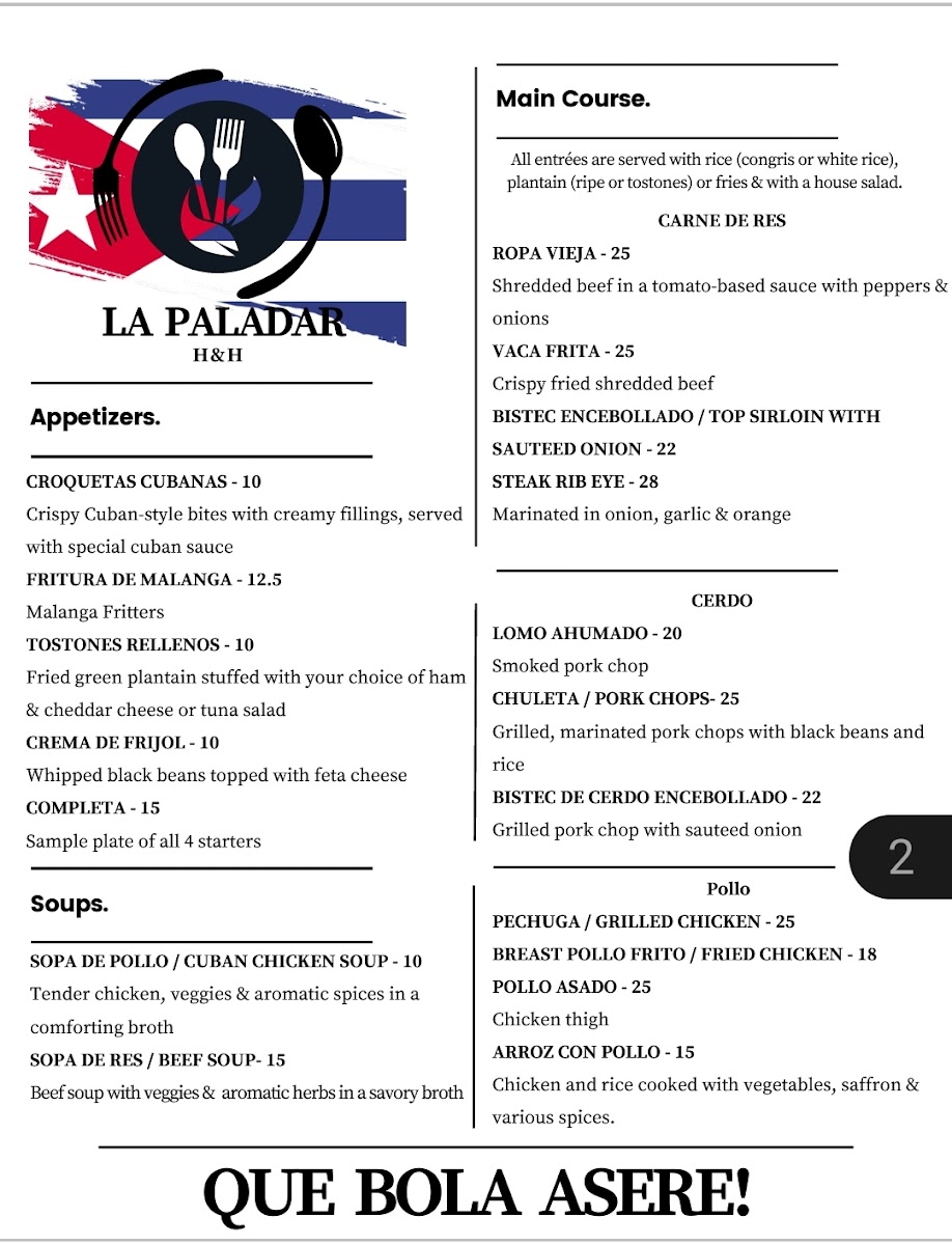 Menu La Paladar Holguin & Havana-3