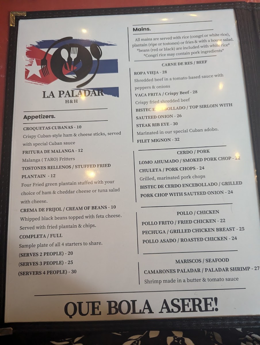 Menu La Paladar Holguin & Havana-7