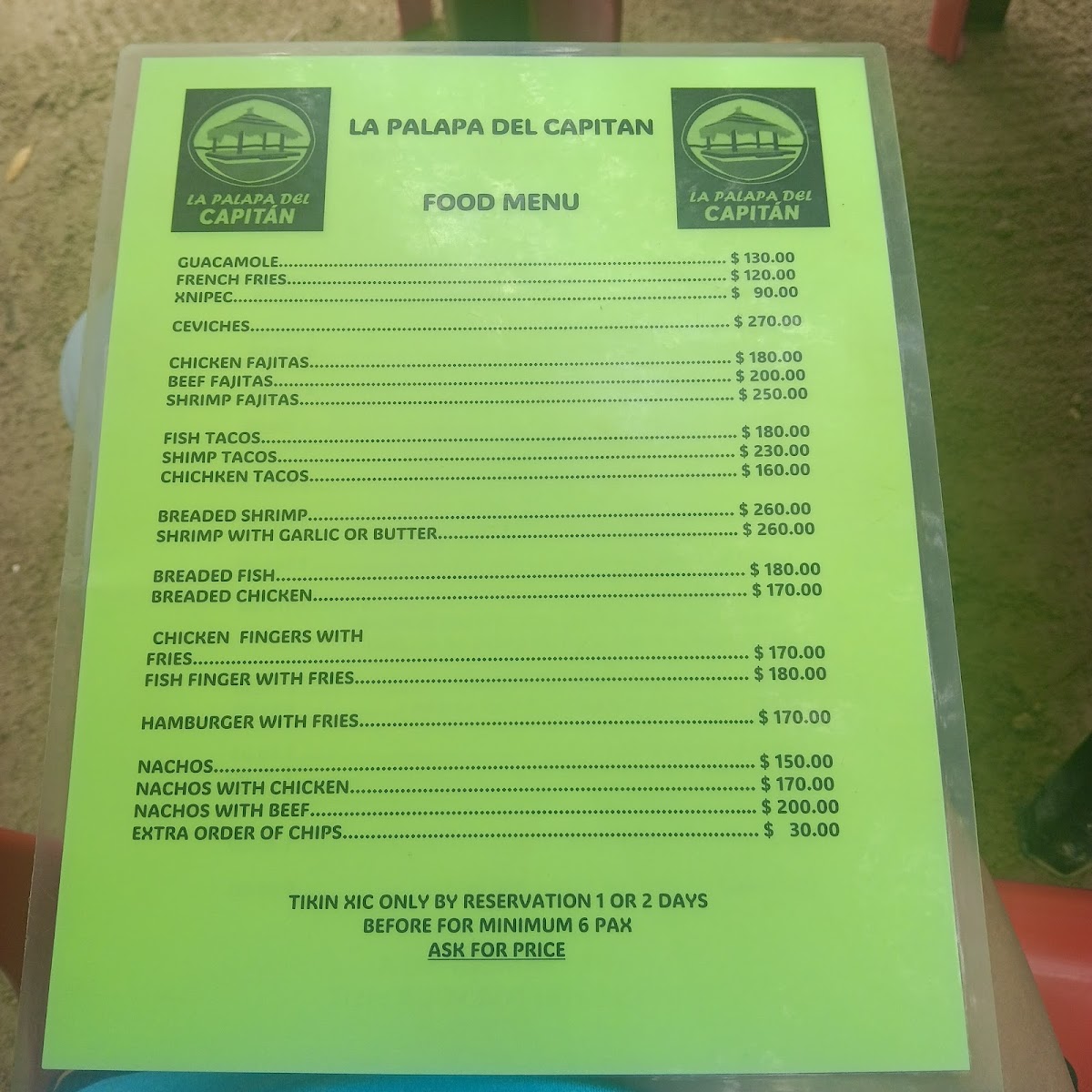 Menu La Palapa Del Capitan-2