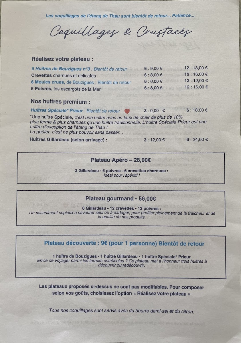 Menu La Palourdière-1
