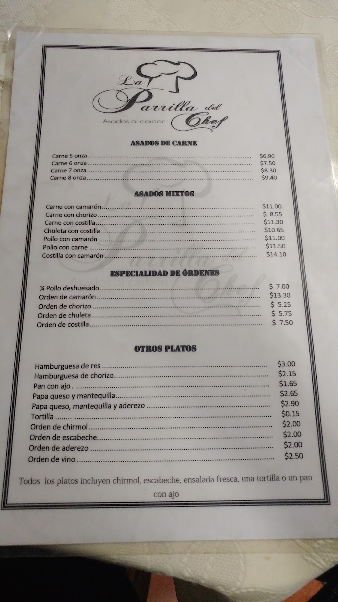 Menu La Parrilla Del Chef-1