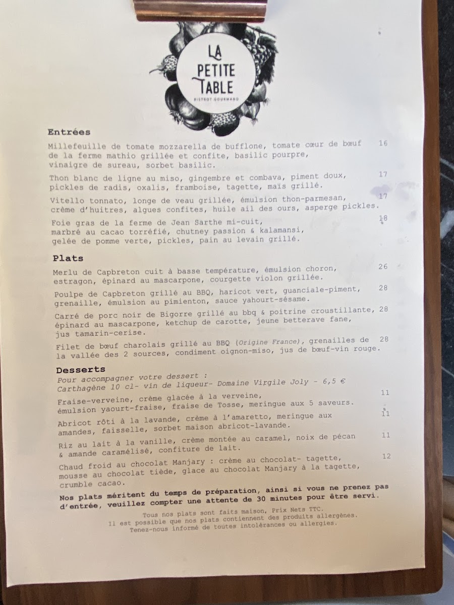 Menu La Petite Table Capbreton-1