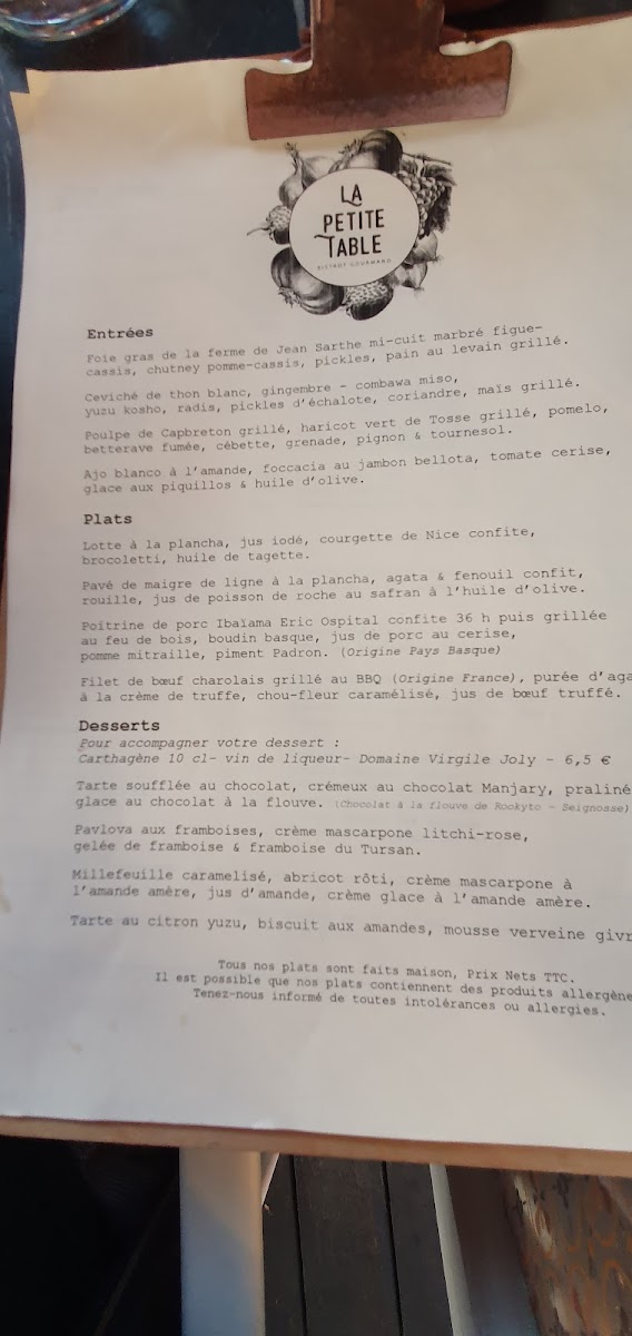 Menu La Petite Table Capbreton-6