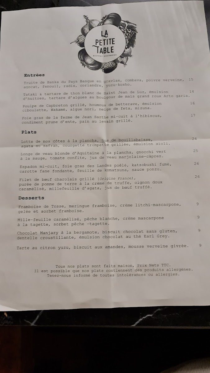 Menu La Petite Table Capbreton-7