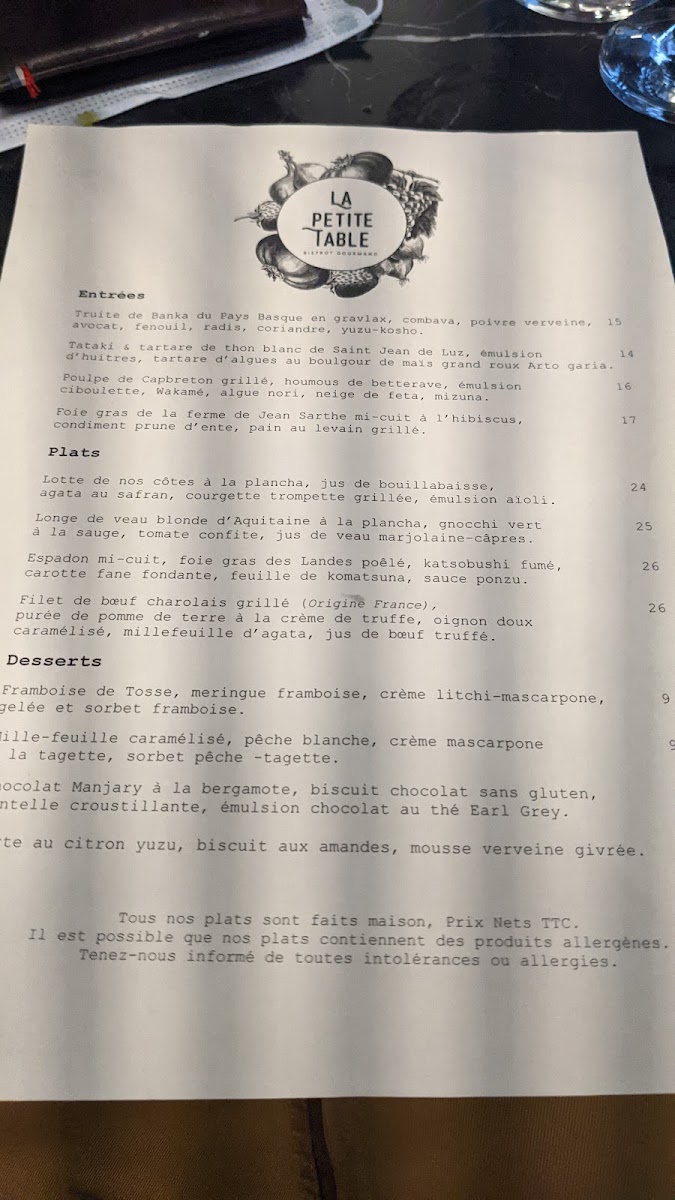 Menu La Petite Table Capbreton-9