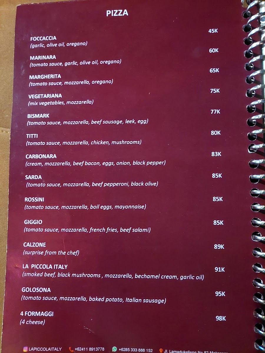 Menu La Piccola Italy - Makassar-6