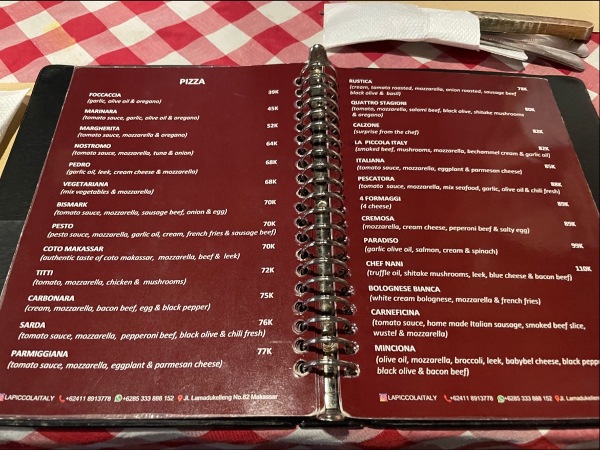 Menu La Piccola Italy - Makassar-9
